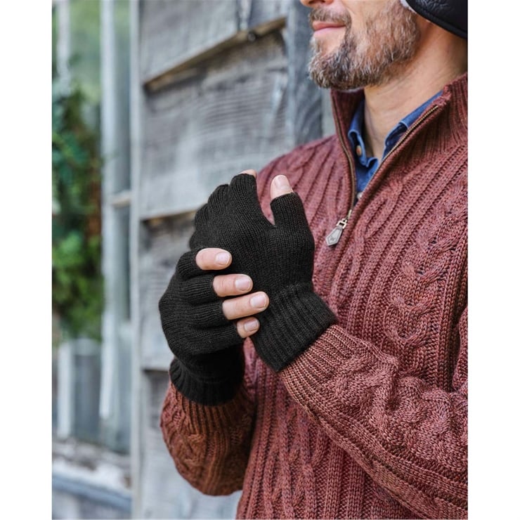 Men's Essential Lambswool Fingerless Gloves